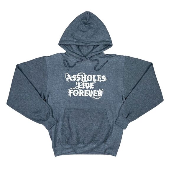 A**holes Live Forever Two-Tone Barbwire Drawstring Hoodie - Size Medium - Picture 1 of 4
